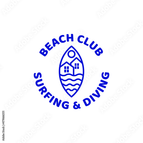 Surfing Board City Logo Concept Vector Illustration
