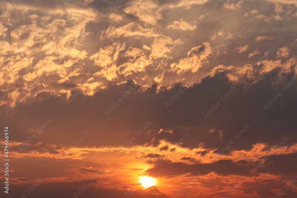 Beautiful sunset clouds in dusk.