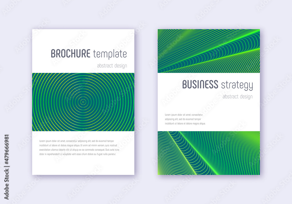 Fototapeta premium Minimalistic cover design template set. Green abst