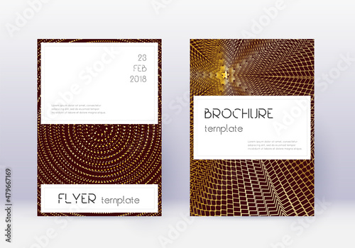 Stylish cover design template set. Gold abstract l