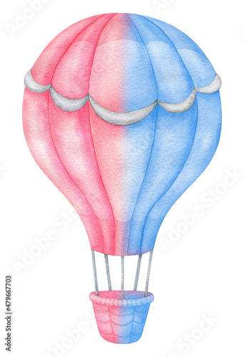 Pink Gold Turquoise Watercolour Hot Air Balloon Print Boho -  Portugal