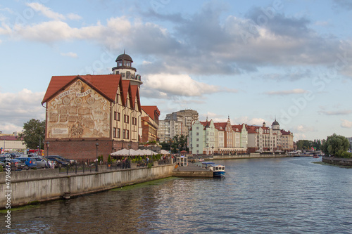 The Fishing Village and the lighthouse on the banks of Pregolya River, Kaliningrad, Russia