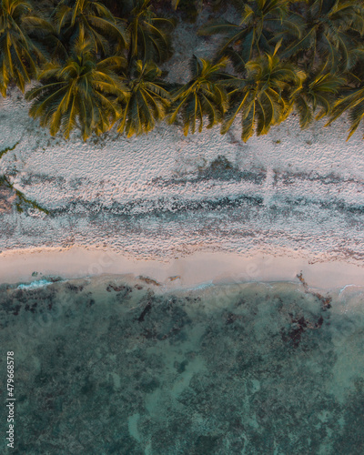 Aerial photo of the beach of the island of Cozumel