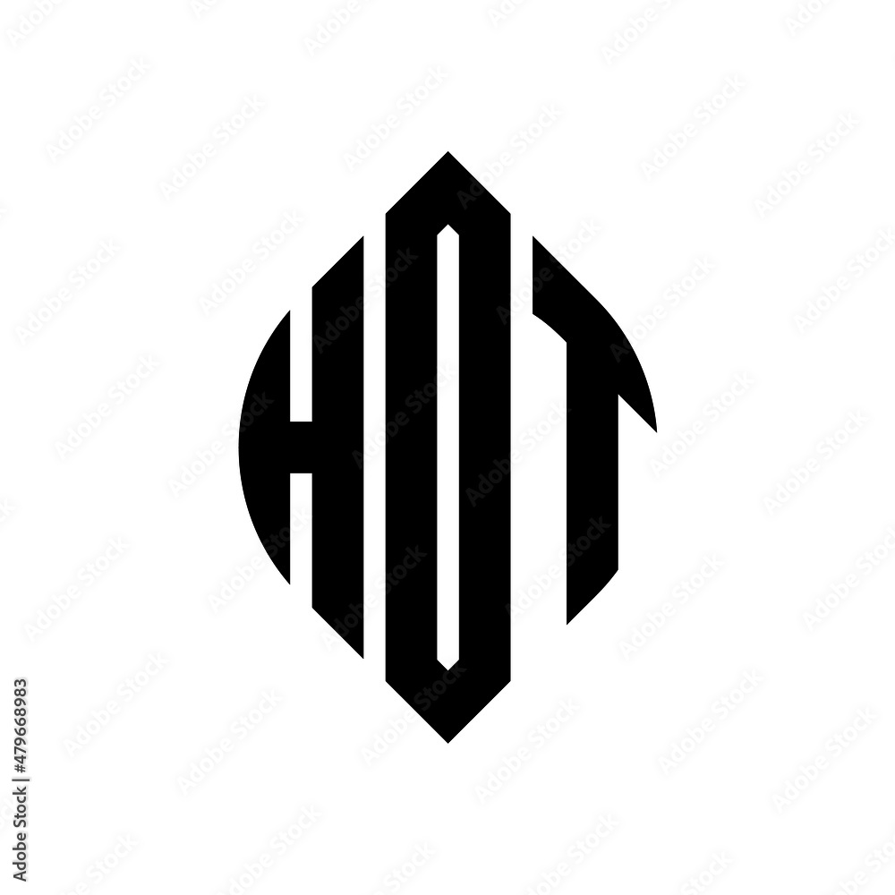 HOT circle letter logo design with circle and ellipse shape. HOT ellipse letters with