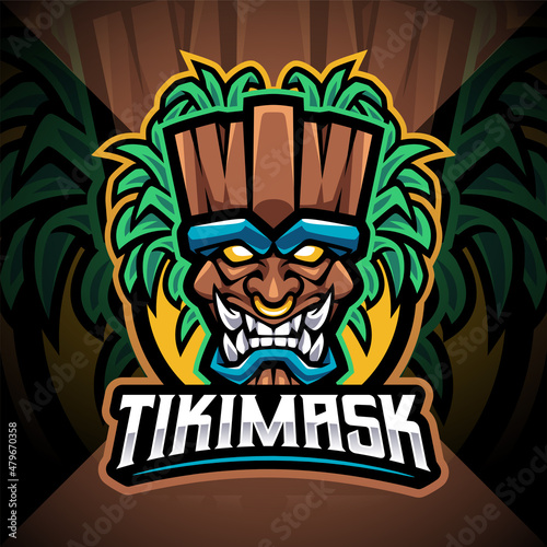 Tiki mask esport mascot logo design