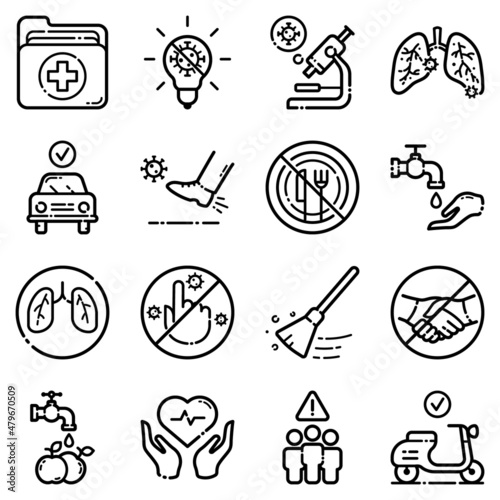 Virus Flat Icon Set Isolated On White Background
