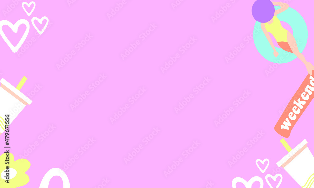 summer background vector pink with love flat design summer background vector pink with love flat design