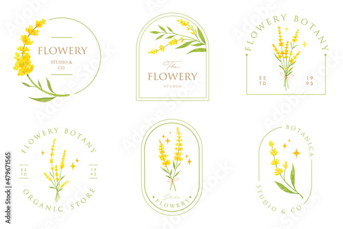 yellow flower logo design set