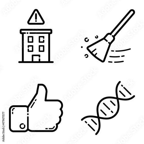 Virus Flat Icon Set Isolated On White Background