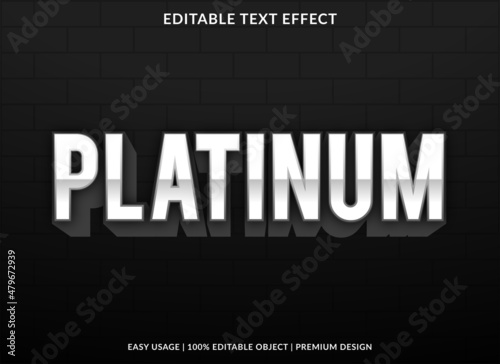 platinum text effect template with bold and abstract style use for business brand and logo