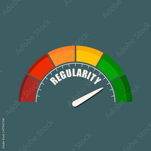 Regularity measuring device with arrow and scale.