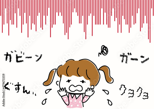 ショックを受ける女性　ネガティブ背景