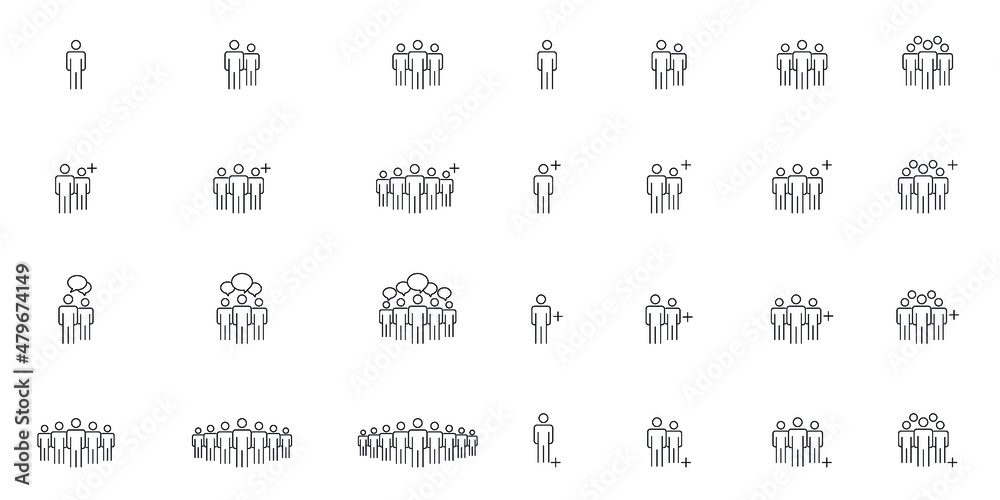 People Icons Line Work Group Team Vector Illustration