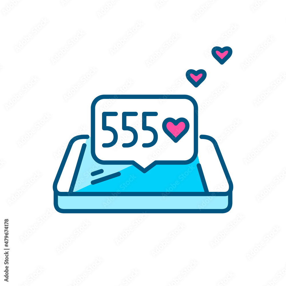 Getting likes in social media. Message on an isometric phone. Pixel perfect, editable stroke color icon Getting likes in social media. Message on an isometric phone. Pixel perfect, editable stroke color icon
