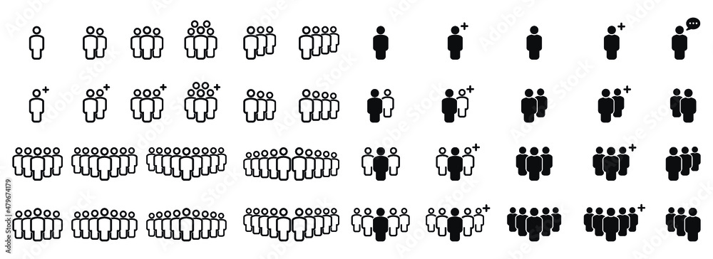 People Icons Line work group Team Vector Illustration