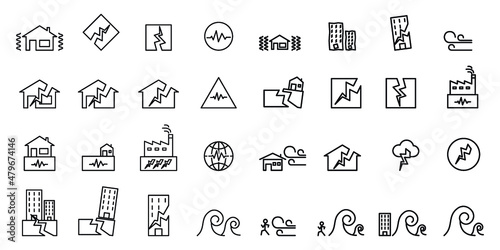Earthquake Icon . line symbol vector illustration