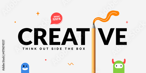 Realistic Pencil isolated on white paper with typography word creative minimal design