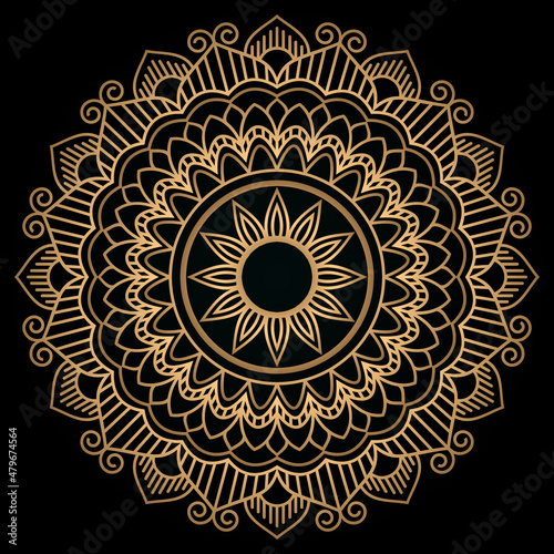 Floral mandala background pattern. ornamental golden design