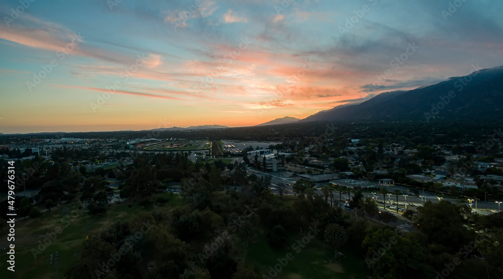 Sunset aerial view of the Monrovia area Sunset aerial view of the Monrovia area