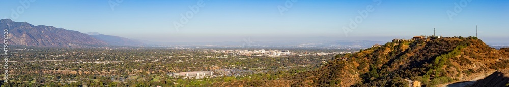 High angle view of the beautiful Pasadena City hall and Pasadena downtown