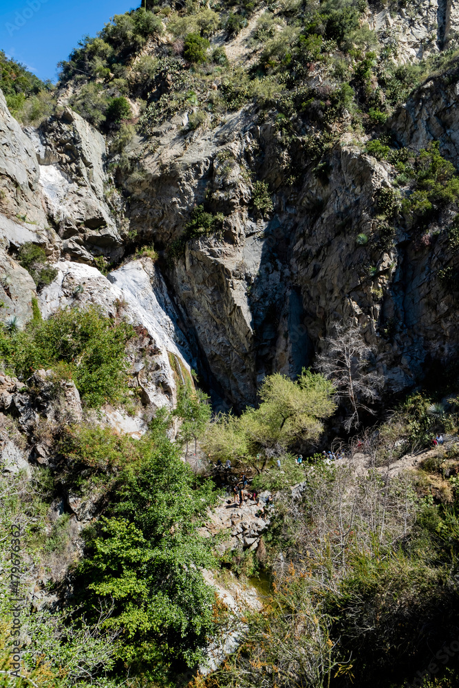 The beautiful waterfall of Fish Canyon Falls Trail