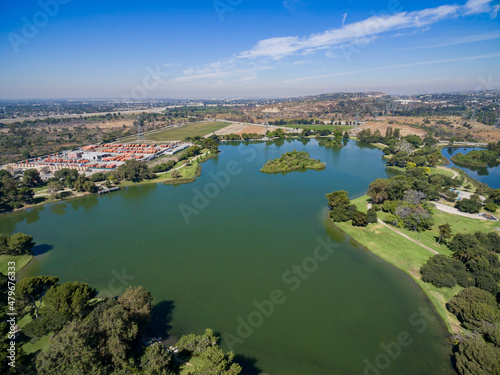 Sunny aerial view of Whittier Narrows Recreation © Kit Leong