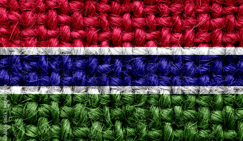 Obraz premium Gambia flag on fabric texture. 3D image