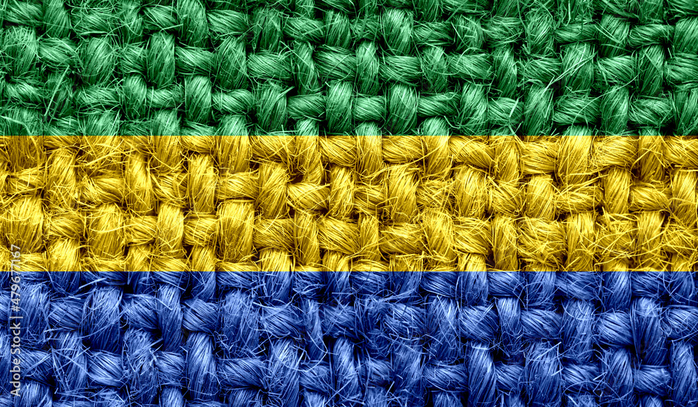 Gabon flag on fabric texture. 3D image