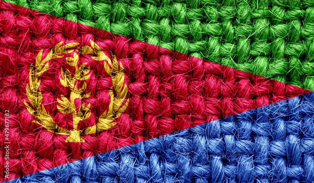 Eritrea flag on fabric texture. 3D image