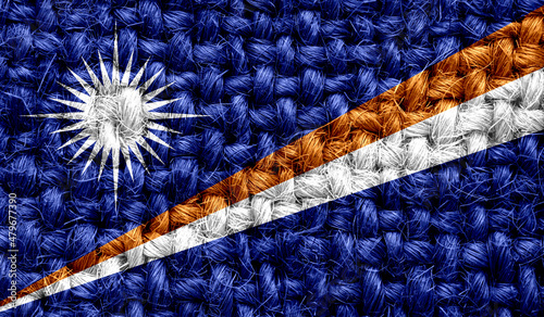 Marshall Islands flag on fabric texture. 3D image
