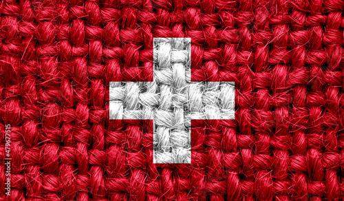 Switzerland flag on fabric texture. 3D image