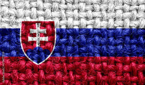 Photography Slovakia flag on fabric texture. 3D image
