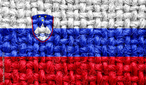 Slovenia flag on fabric texture. 3D image