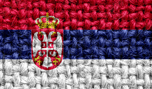 Serbia flag on fabric texture. 3D image