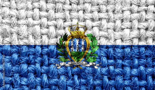 San marino flag on fabric texture. 3D image