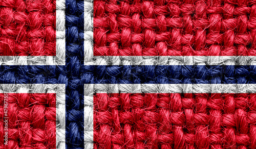 Jan Mayen flag on fabric texture. 3D image