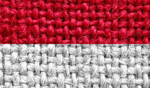 Monaco flag on fabric texture. 3D image