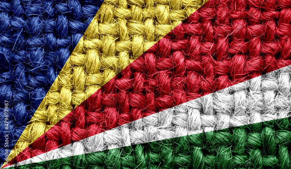 Seychelles flag on fabric texture. 3D image Seychelles flag on fabric texture. 3D image