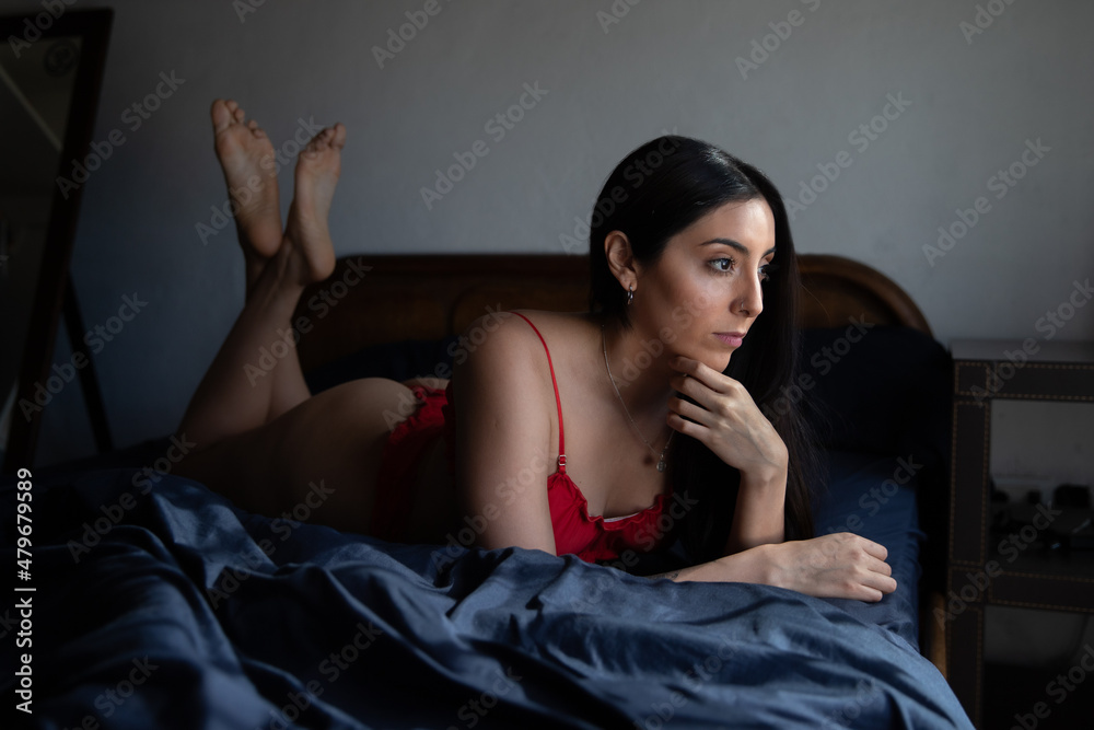 Naklejka premium portrait of a woman in lingerie