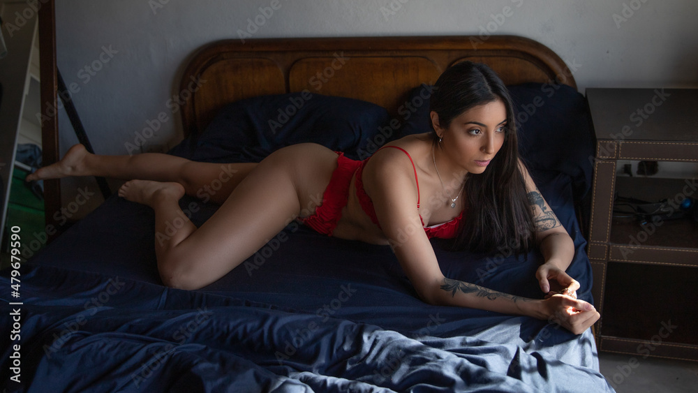 Fototapeta premium woman thinking in bed