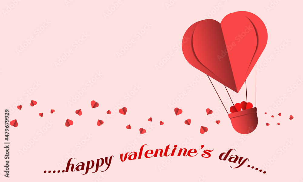 Happy valentine's day heart balloon papercut vector icon for celebration.