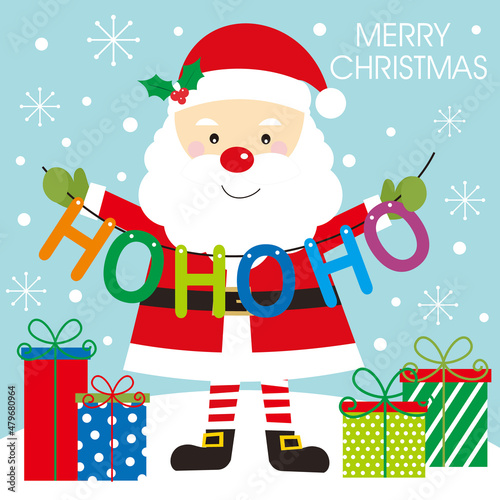 christmas card with santa claus and ho ho ho