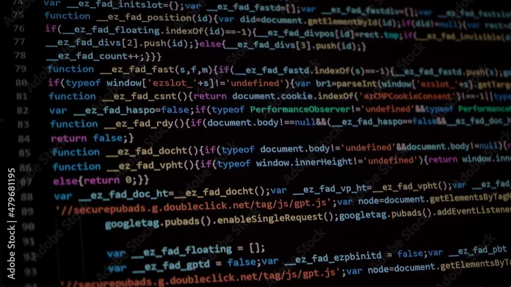 Rows and code data of a computer program by a it software developer