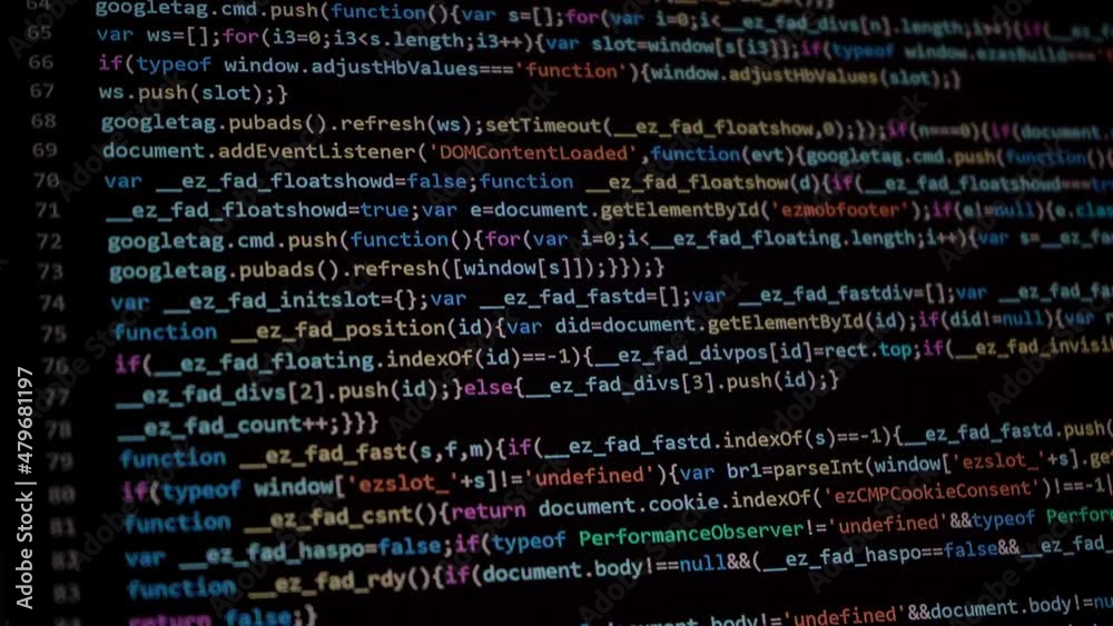 Javascript code program with numbers bits pattern and information
