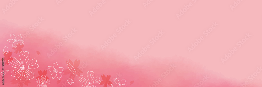 桜の手描きタッチ背景