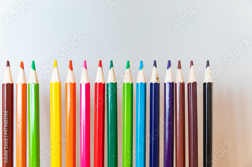 Colored pencils, isolated on the white background.