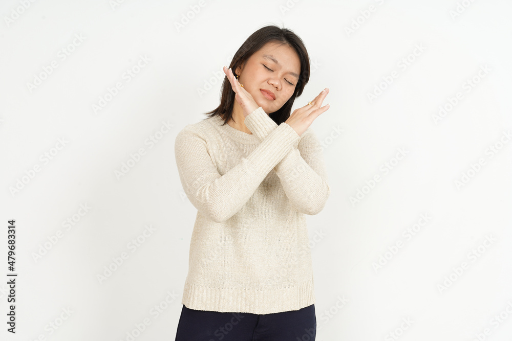 Rejection Gesture of Beautiful Asian Woman Isolated On White Background Rejection Gesture of Beautiful Asian Woman Isolated On White Background