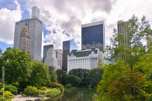Central Park from Manhattan. Daily life scene and a beautiful day to walk in the biggest park in New York. Great view to the landmarks of this city in America. © Dragoș Asaftei