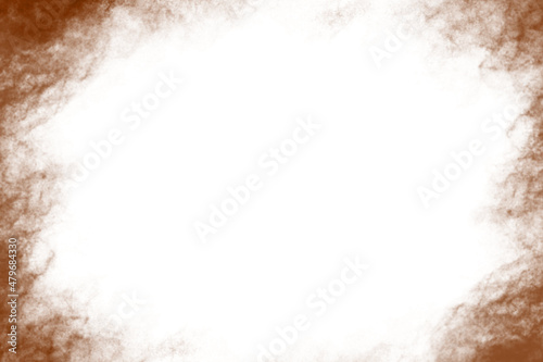 Brown powder explosion isolated on white background.