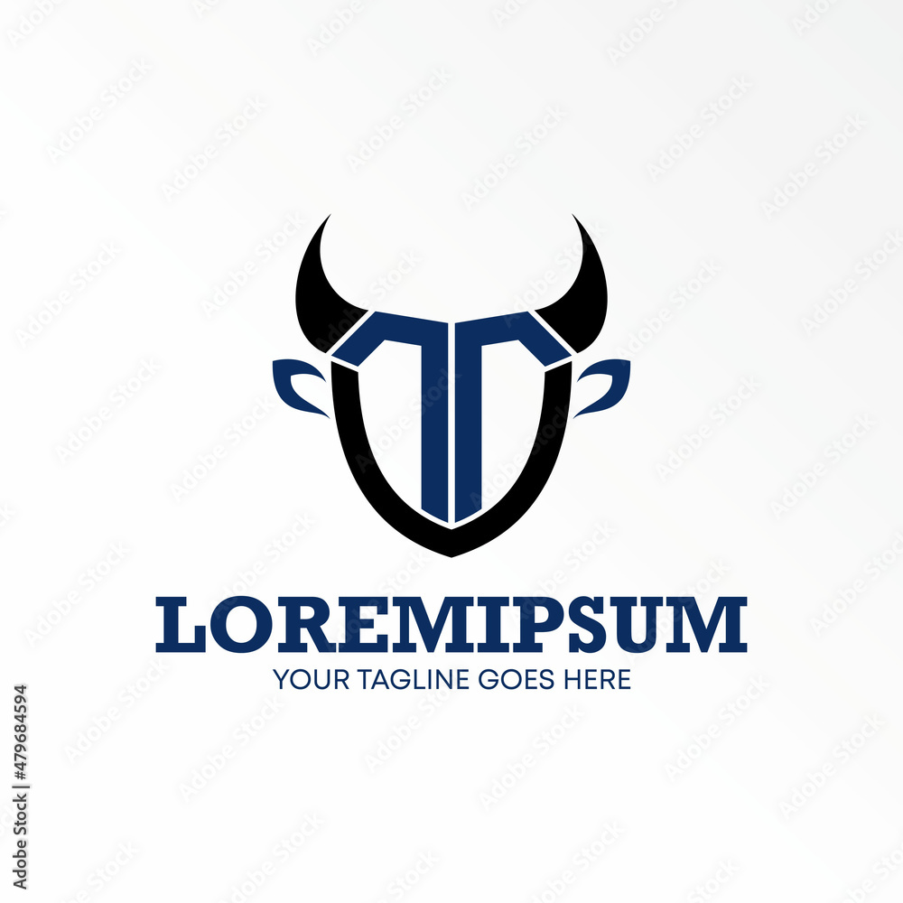 Obraz premium Letter or word T font like Buffalo head image graphic icon logo design abstract concept vector stock. Can be used as a symbol related to initial or animal.